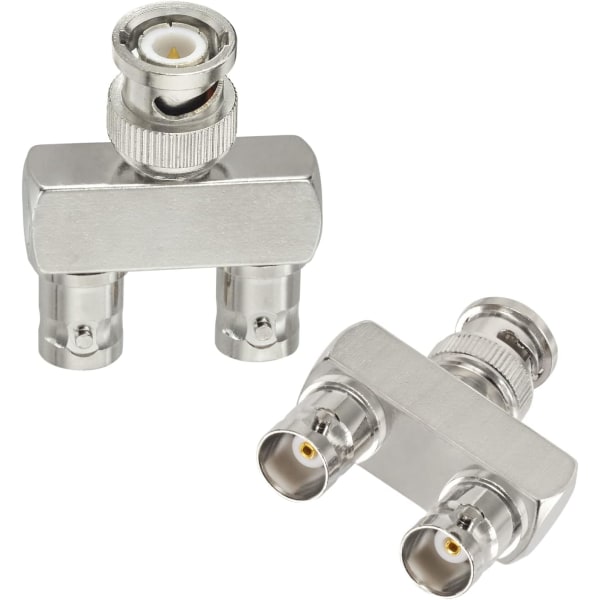 Splitteradapter 2-pak BNC Hane til Dobbel BNC Hunn Tee Type 3-veis Audio RF Koaksial Kontakt