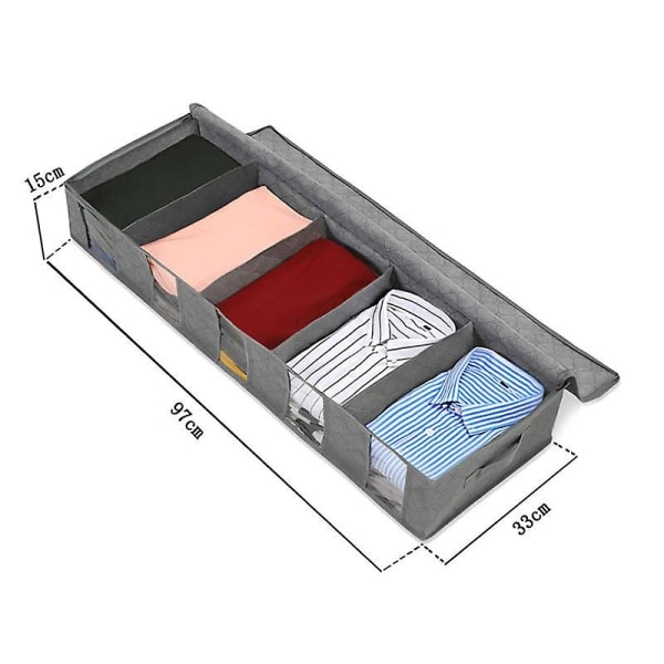 Storage Bag, Under Bed Dresser with Clear Window and Handles - Storage for Clothes, Toys and More (Grey)