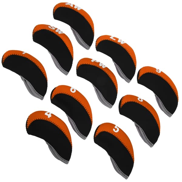 10 pcs Leather Golf Iron Head Covers Putter Club Cover Set Orange