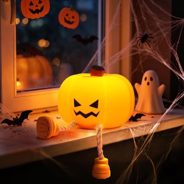 Halloween Devil Mini Pumpkin Lantern, LED Soft Novelty Animal Night Light, Dimmable Nursery Night Light for Table Decoration
