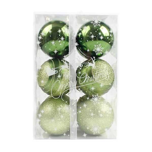 Grön julgranskulor med upphängningsöglor, 12-pack, juldekorationer