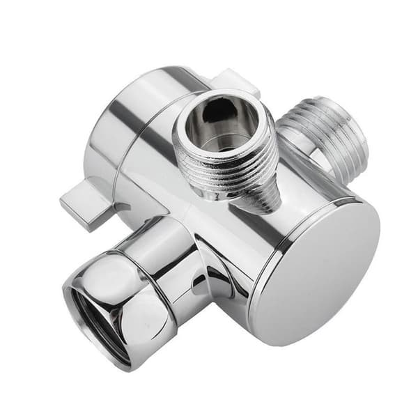 3-vägs T-adapter Duschhuvud Arm Mount Diverter Ventil 1/2''