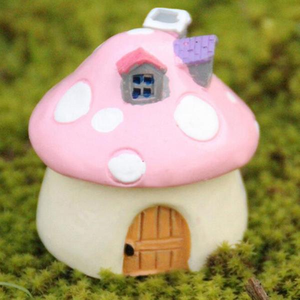 4st Miniatyr Fairy Trädgård Svamp Hus Prydnad Mini Hus Plant Kruka Figurine Gör det själv utomhusdekor