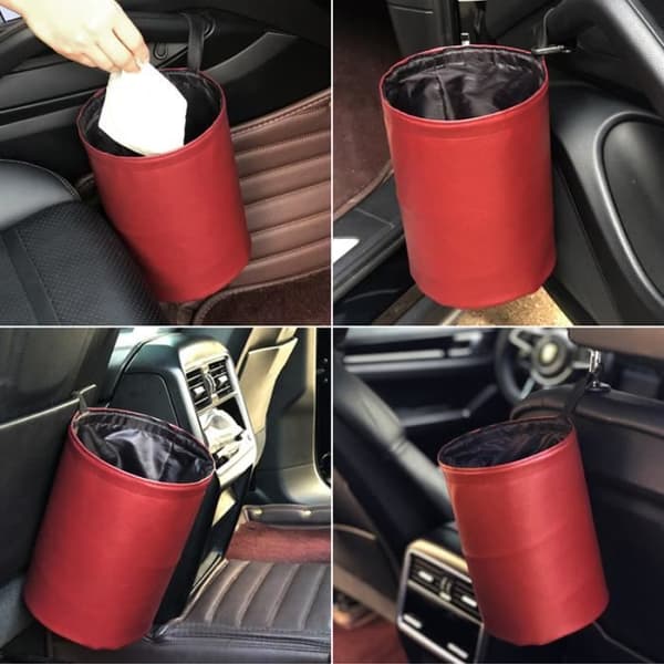 Waterproof Foldable Car Trash Can PU Storage Basket Organizer Easy to Clean Mini Garbage Container for Car New