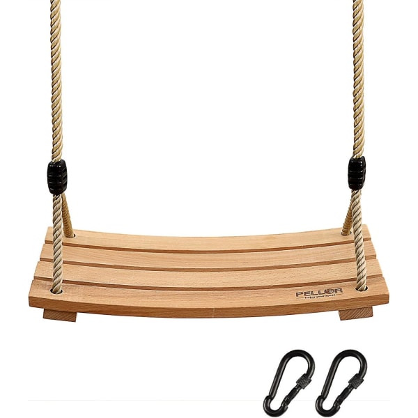 Garden Swing For Adults Children Wooden Swing Up To 100 Kg With Adjustable Rope For Indoors And Outdoors, Beige