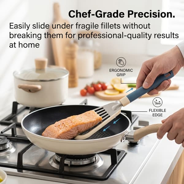 Spatula with silicone handle, made of high-temperature resistant silicone material, non-stick and does not damage pots, smooth stirring.
