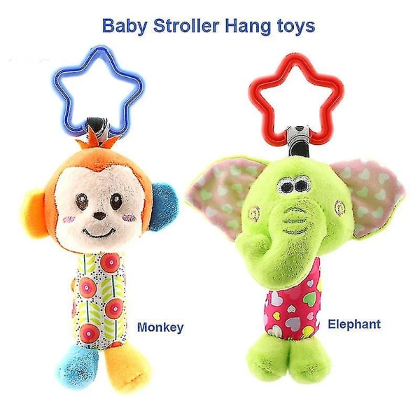 Legetøjsrangle komfortdukke plys babyrangle legetøj dyrehåndklokke nyfødt dyr elefant/abe/løve/hjort/hundAbe