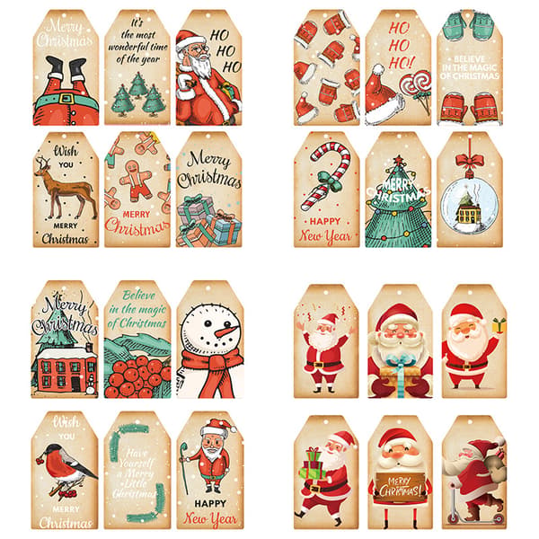 240 pcs 4x7 cm Christmas Series Gift Tags (with string) Santa Claus