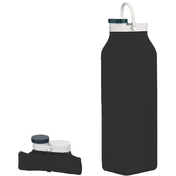 Collapsible Water Bottle, Portable Food Grade Silicone Foldable Travel Reusable Leak Proof Water BottlesBlack