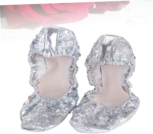Sequined Dance Shoes XL Round Flat Latin Dance Shoes Comfortable Dance Accessories