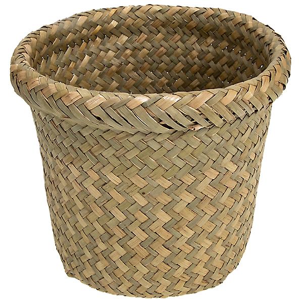 Vintage Vævet Spand Papirkurv Vævet Skraldespand Vasketøjskurv Hjem Vævet Kurv Khaki 18X15CM