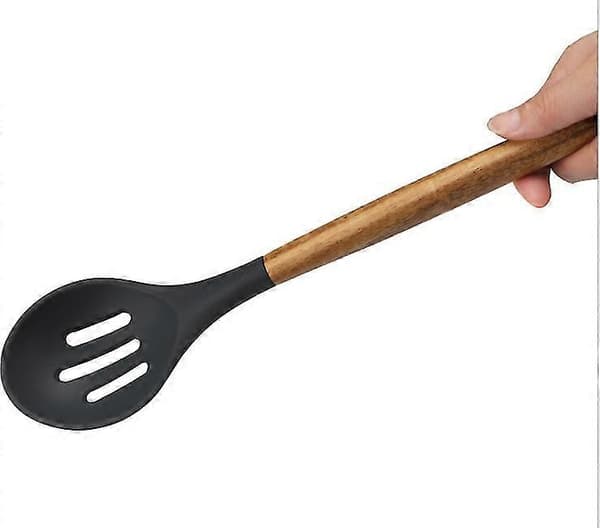 Non-stick Silicone Kitchen Utensil Set with Wooden Handle, 5 Pieces
