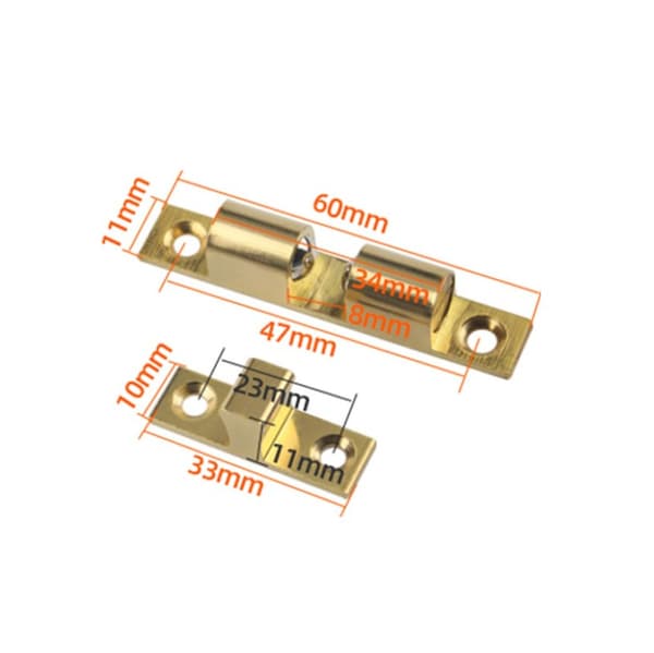 Dobbelt messingkuglelås 60 mm (10 styk)