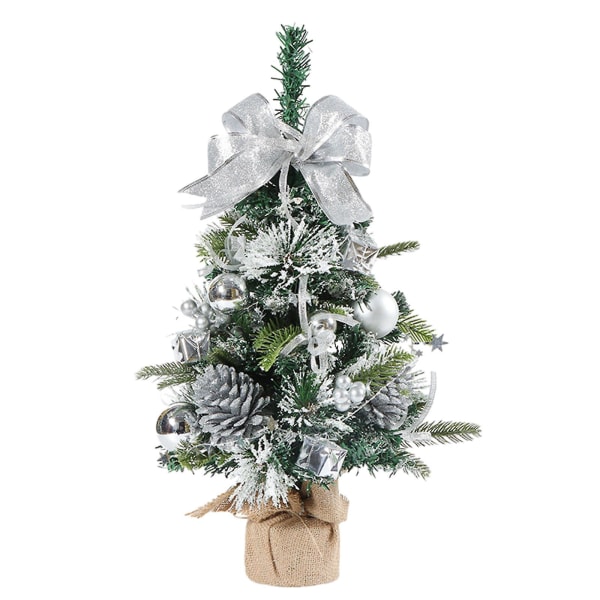 Mini konstgjorda julgranar julbordsdekoration trädset set julgran , för jul bordsdekorationer Silver Silver