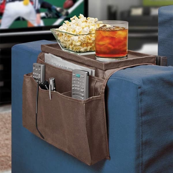 Armchair Cup Tray, Stylish Space-Saving Holder, 6 Pockets and Foldable