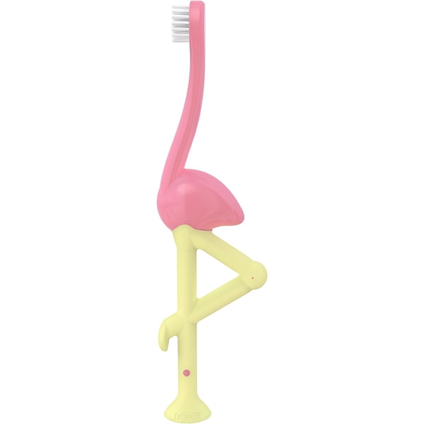 Baby hammasharja, flamingo, vaaleanpunainen/keltainen, baby maitohammasharja koulutus