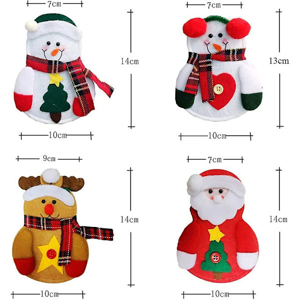 Joulukattauspussi 8 kpl veitsiä, haarukoita ja lusikoita - Lumimies, Joulupukki, Pöytäkoriste (lumimiehet)