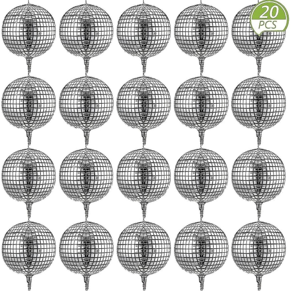 Discoballonger 20 delar 22 tum 4d Discoballonger Stora Silver Laser Folieballong Metalli