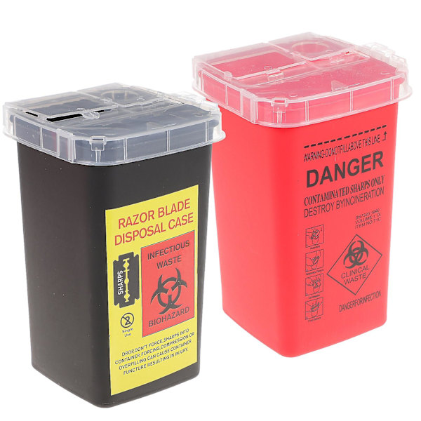 2 st Multifunktionella Verktygsslipar Sopbehållare Tatueringsnålar Soptunna Tatuering Plastbehållare Assorte