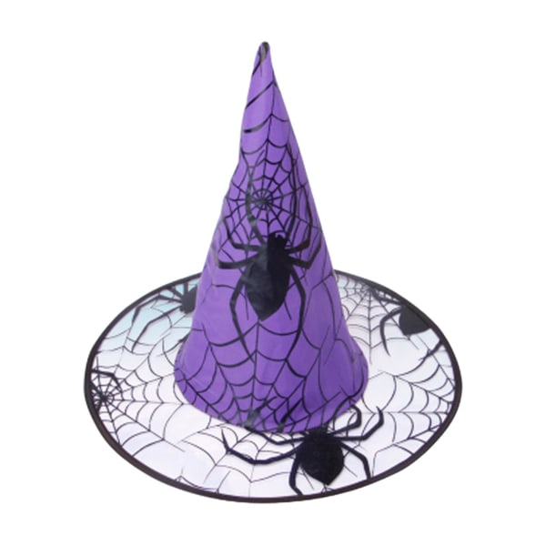Halloween spindel häxhatt non-woven spunnet garn cosplay rekvisita Lila