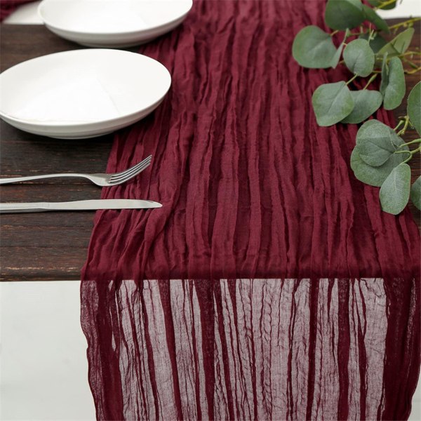Bordløber i Cheesecloth Boho Gauze - 35x157 tommer Lang Romantisk Sheer Bord