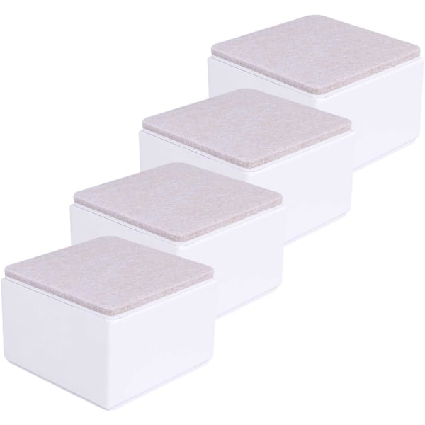 1,96" kulstofstål møbelforhøjer, 3,15" kulstofstål sengeforhøjere, møbelforhøjere til 1,96" højdemøbler, hvid firkant