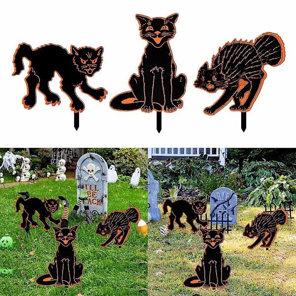 Halloween Dekorationer Kat Have Skilte Have Stakes Udendørs Græs Jord Indsæt