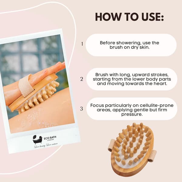 Cellulite Hårbørste - Cellulitebehandlingsbørste, Effektiv Cellulitefjerner og Massageapparat, Eksfolierende Massagebørste i Træ