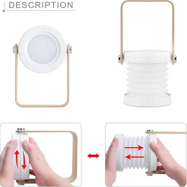 LED-natlampe til sengebord, retro touch, justerbar, sammenklappelig
