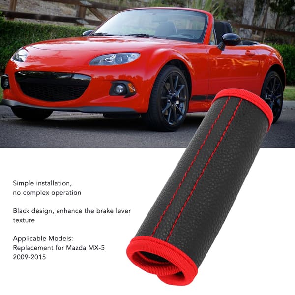 Håndbremsegreb i PU-læder, sort, bilinteriørbeskyttelse, erstatning for Mazda MX‑5 2009‑2015