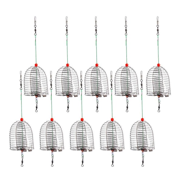 10 stk Karpe Feeder Bait Feeder Rustfrit Stål Lokke Fiskebur Fiskegrej Sølv 5X4X4CM