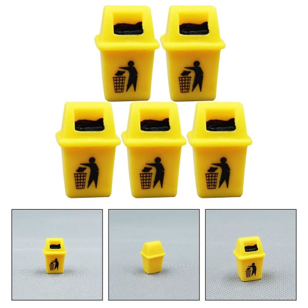 5 stk Miniatyr Søppelbøtter Mini Søppelbøtter Søppelbøtte Modell Sandbord Dekorasjon Gul 2.4 Yellow 2.4X1.6X0.5CM