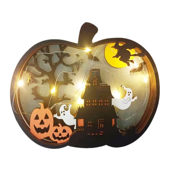 Opplyst tre Halloween-dekorasjon, tre gresskardekorasjon