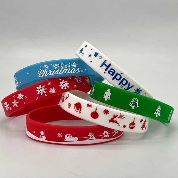 6 stykker jule silikone armbånd, gummibånd armbånd til