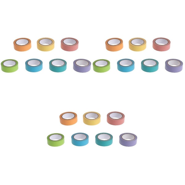 21 rullar Washi-tejp Färgad dekorativ gör-det-själv-tejp Rainbow Candy Color självhäftande maskeringstejp för P 21 Rolls