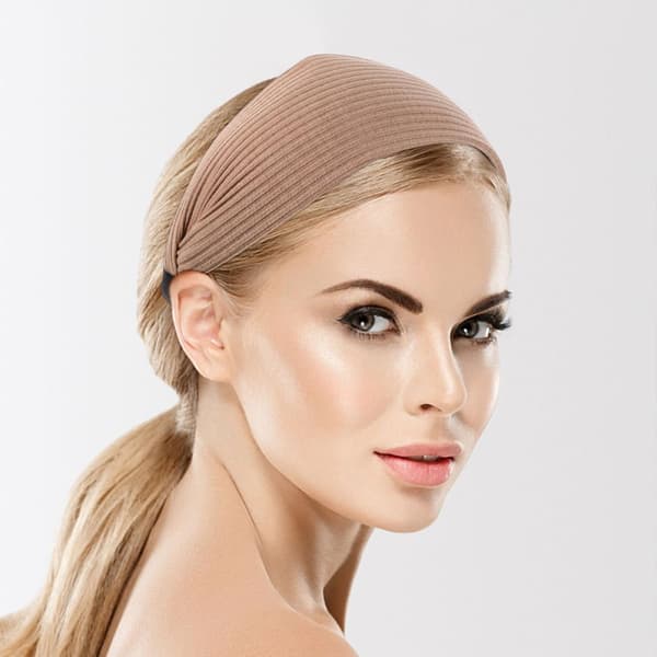 Skridsikre brede hårbånd til kvinder 2 stk., Khaki farve tænder greb, Elastiske hårbånd velegnet til daglig styling og ansigtsvask