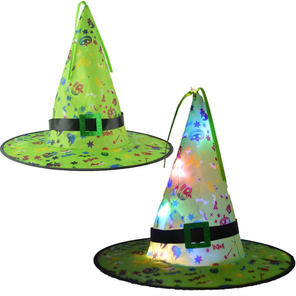 Light Up Witch Hat Halloween-gave til barn å leke om natten Glødende grønn