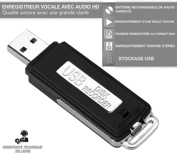 USB Digital Diktafon - 8GB Mini Bærbar Diktafon - Ideel Lydoptager til