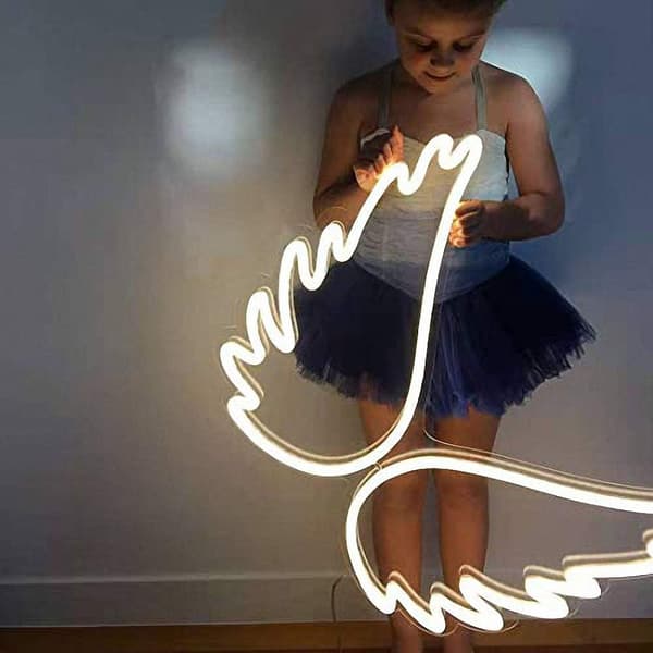 LED-neonskylt Änglavingar USB-drivna nattlampor Dekoration