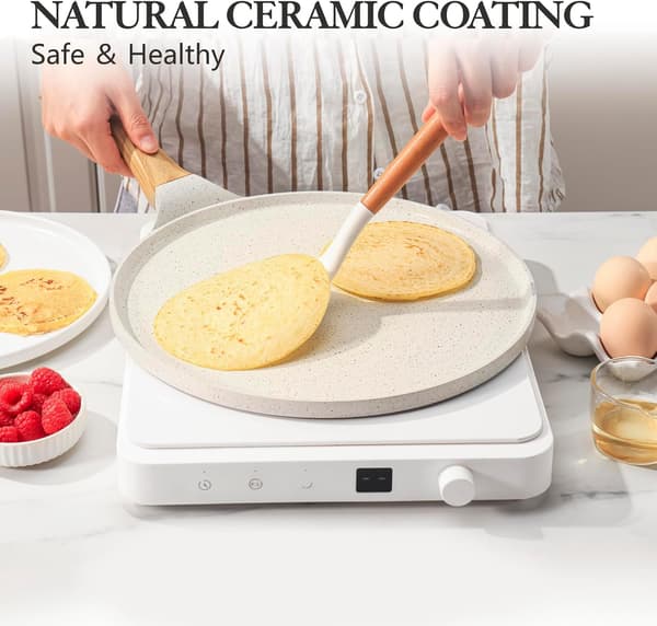 26 cm Crepe Pan - Induction Compatible - Crepe Maker with Batter Spreader