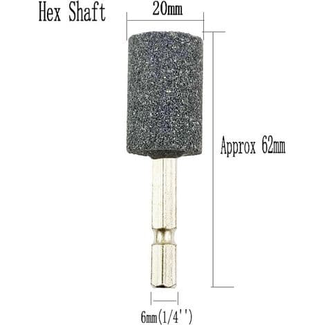 Cylindrical Grinding Wheels - 1/4 Inch Hex Shank Mounted Grinding Stone for Rotary Tool Drill (20mm)