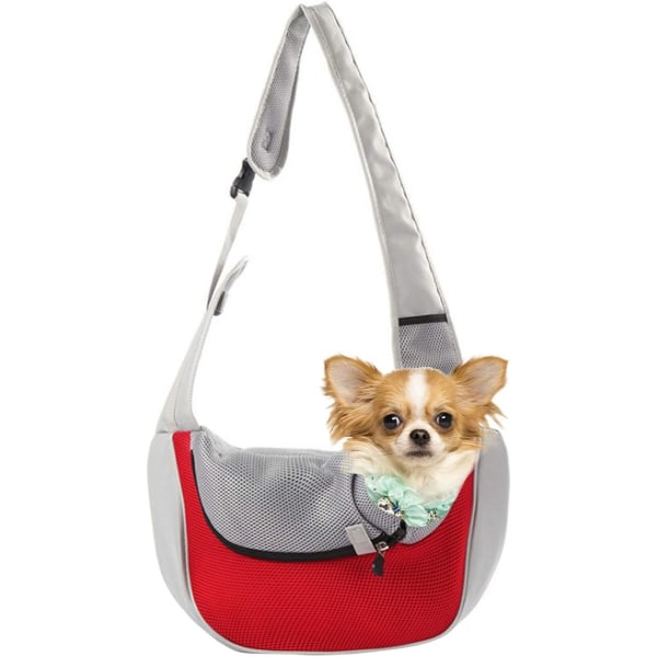 Koiran valjaat, Eteen ripustettava laukku, kissanpentujen käsilaukku, hengittävä mesh , sopii pienille ja keskikokoisille lemmikkikoirien olkalaukuille - (punainen harmaa naamiointi L)