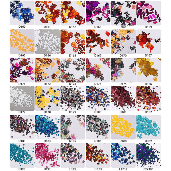 Halloween Glitter Sequin Ark for Harpiks UV Epoxy Harpiks Moldfyllstoff Neglekunst Dekorasjon DIY Håndverk Smykkeproduksjon Fyll TilbehørD