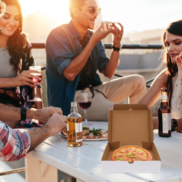30 stk. 7-tommer hvide bølgepap-pizzakasser i kraftpapir, foldbare papbeholdere til takeaway