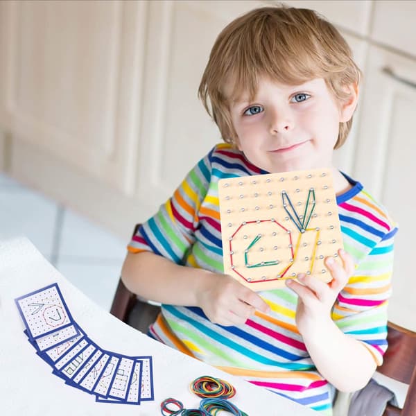 Trä Geoboard Montessori Leksaker STEM Pedagogiska Leksaker