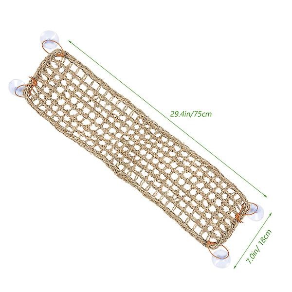 Reptil Firben Skægøg Hammock Reptil Klatre Lounger Naturlig Sægræs Hammock Seng Til Firben Lysebrun 75x18cm Light Brown 75x18cm