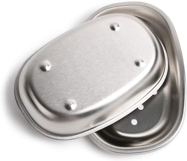 14×9,5×2,8 cm Dobbeltlags Sæbeskål i Rustfrit Stål til Køkken og Badeværelse
