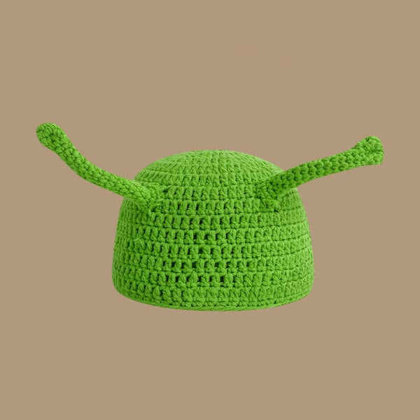 Cute Hat,Funny Knitted Hat,Green Monster Hat,Hand Knitted Beanie,Winter Wool Cap,Cosplay Prop Beanies Hat for Christmas Carnival Party（Long Ears）