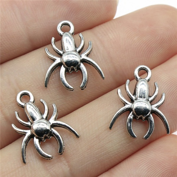 30 stk. Antik Sølvlegeret Halloween Spider Charm Vedhæng til DIY Armbånd Halskæde Smykke Håndværk