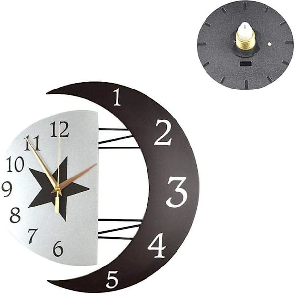 Stille Væg Pendul Kreativ Måneformet Ramme Quartz Vægur, Moderne Pendul Vægur Vægdekoration Til Stue, Køkken, Soveværelse